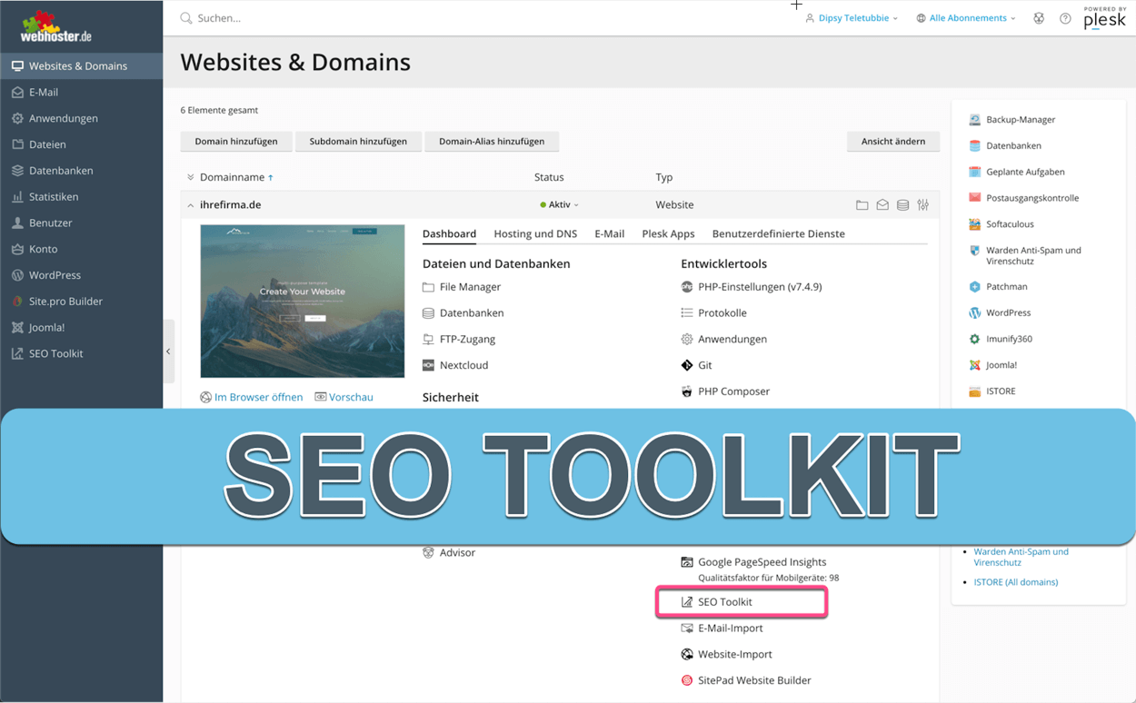 SEO Toolkit von Plesk